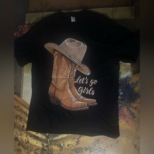 Let’s Go Girls T-shirt Cowboy Hat Boots Cowgirl Sz Adult Large